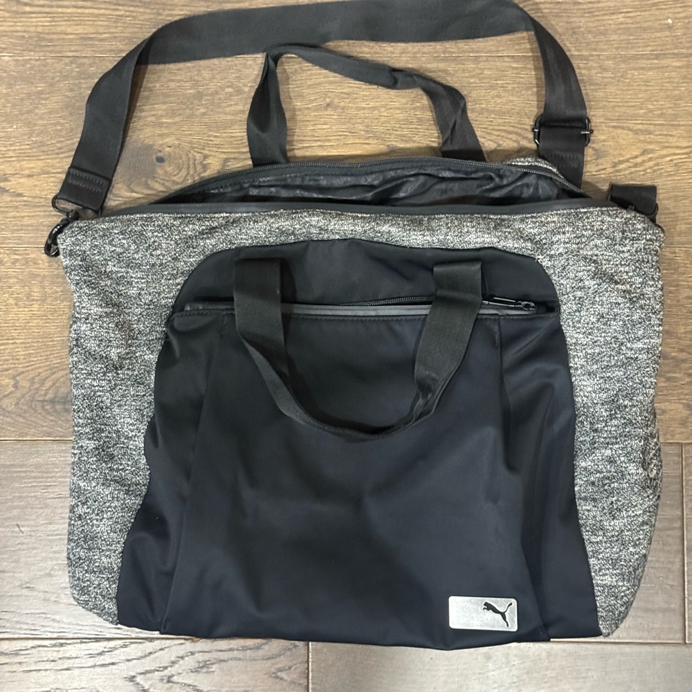 Puma Black and Gray Duffel Bag